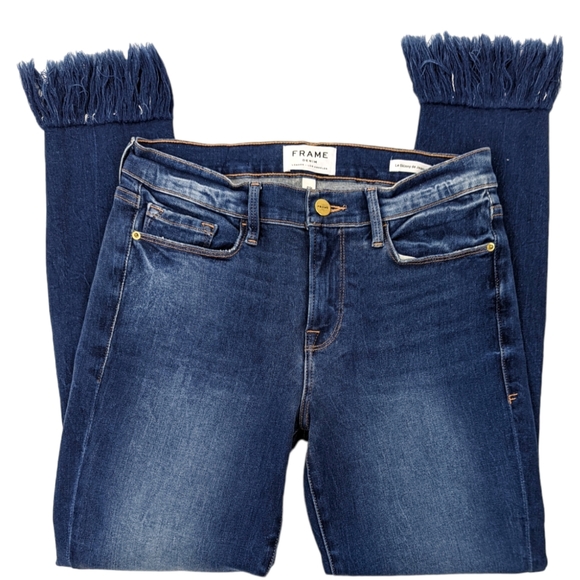 FRAME Le Skinny De Jeanne Destroyed Jeans Ankle Length Womens 29 Frayed - Picture 2 of 12